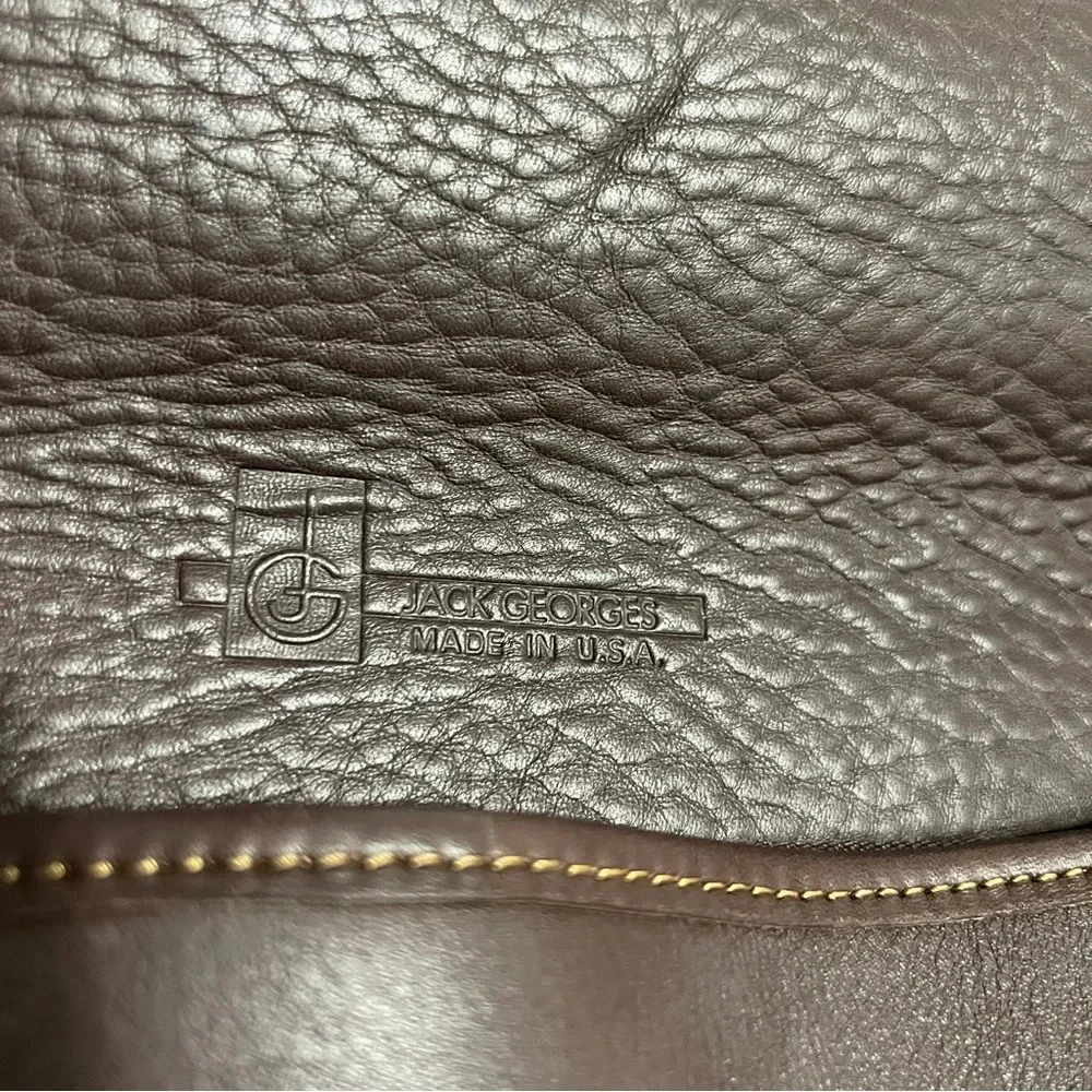 Jack Georges Brown Leather Turn Lock Briefcase Shoulder Bag Messenger